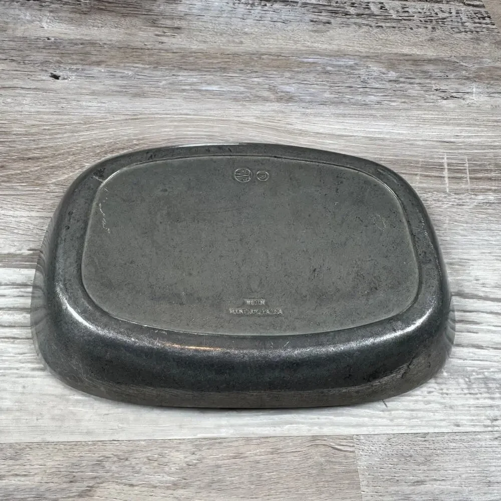 Vintage 70s Wilton Pewter Tray Oval Etched Birds Witchy Cottagecore Decor